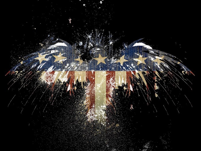 American flag eagle with paint splatters