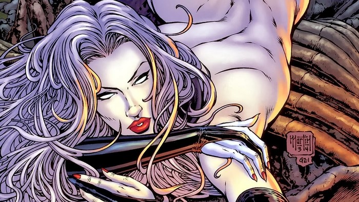 Mystical Lady Death with Flowing Silver Hair