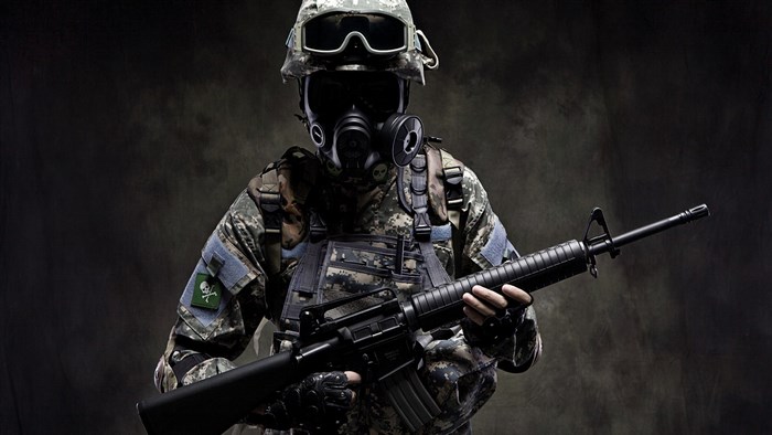Soldier with gas mask and rifle from Call of Duty 4