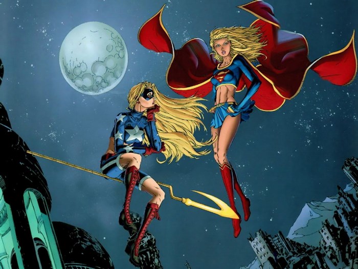 Stargirl and Supergirl in the Night Sky