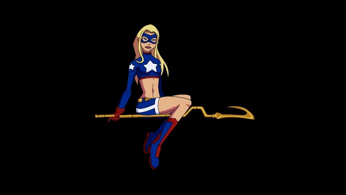 Stargirl sitting on a staff