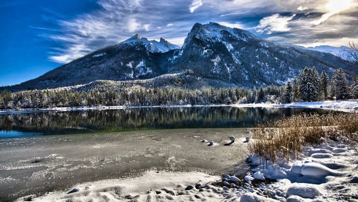 Snowy Mountains Reflected in a Lake