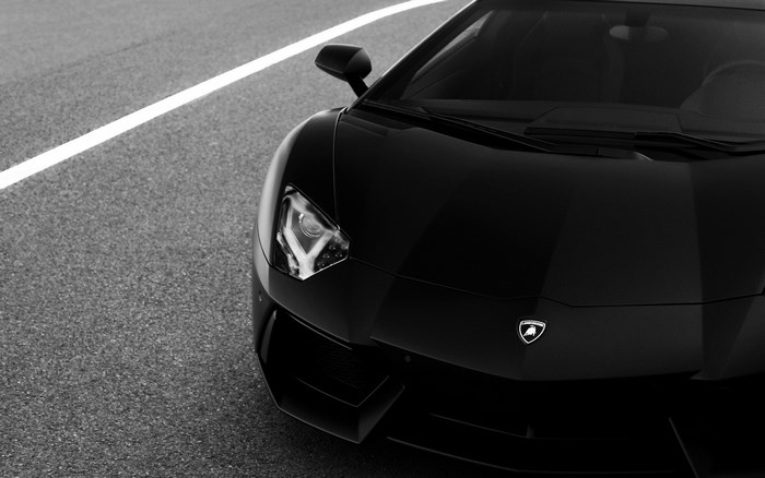 Black Lamborghini Aventador on Road