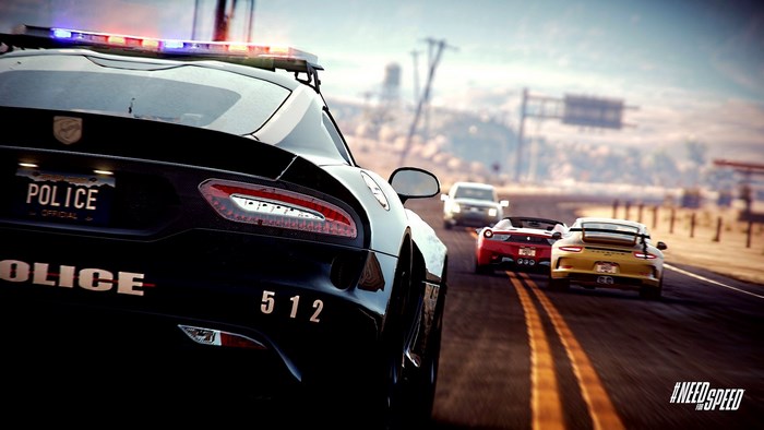 Police car chasing sports cars in Need for Speed