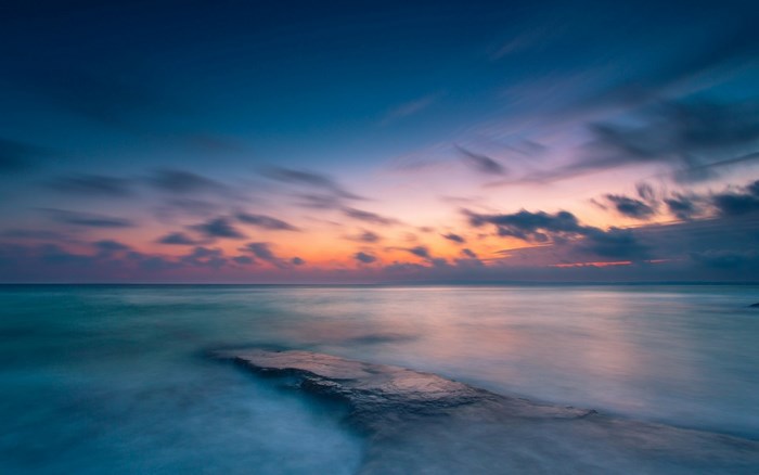 Seascape at Dusk with Clouds and Ocean