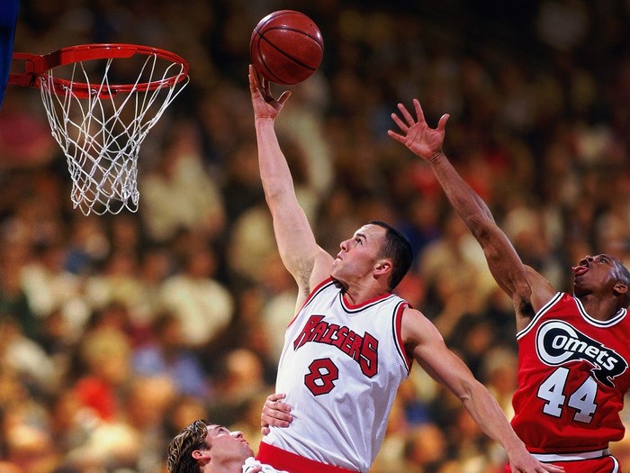 Basketball players during a game