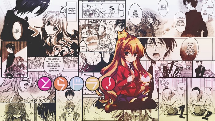 Toradora! manga collage with Taiga Aisaka
