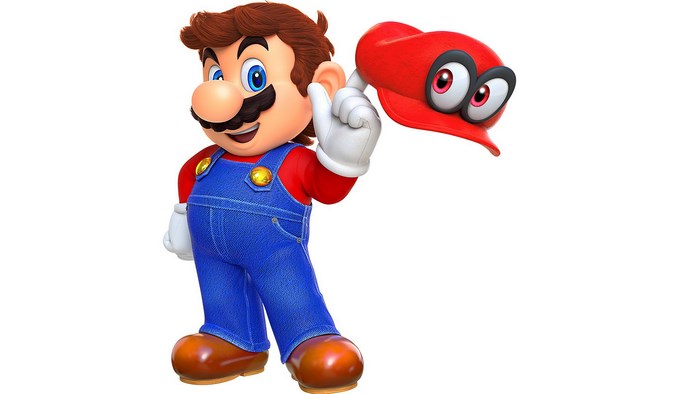 Mario from Super Mario Odyssey holding Cappy