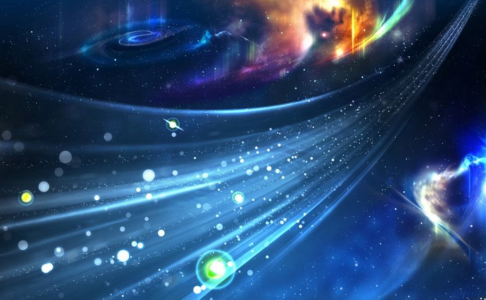 Vibrant Cosmic Scene with Galactic Rings and Stars