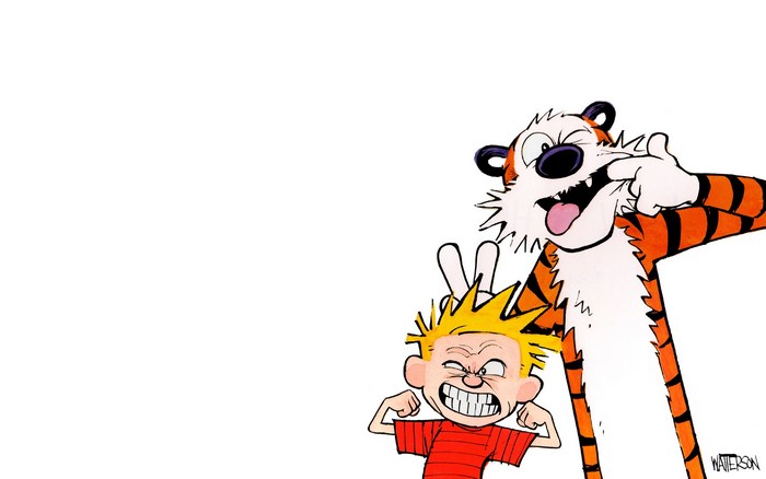 Calvin and Hobbes making faces