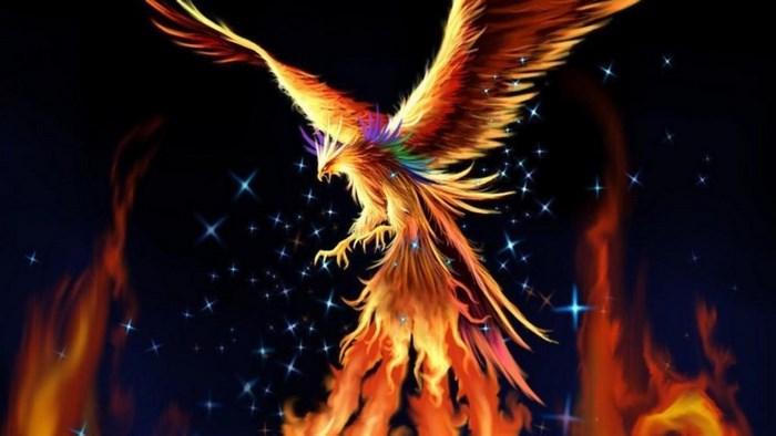 Fiery Phoenix Rising with Glowing Sparks