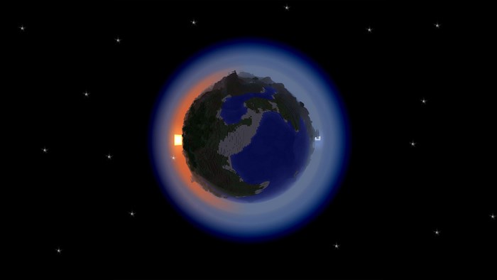 Minecraft Earth in Space with Stars