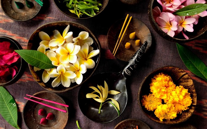 Spa still life with flowers and incense