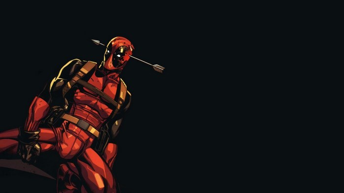 Deadpool with an arrow through his head