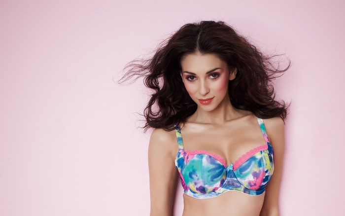 Georgia Salpa wearing a colorful bra