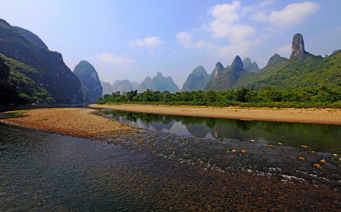Karst mountains and Li River in China