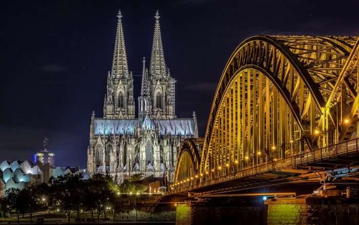 Cologne Cathedral and Hohenzollern Bridge at Night