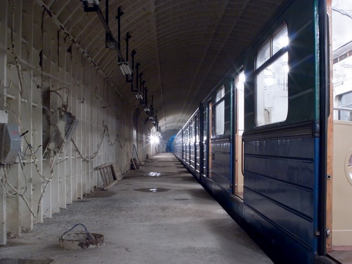 Subway tunnel with a train