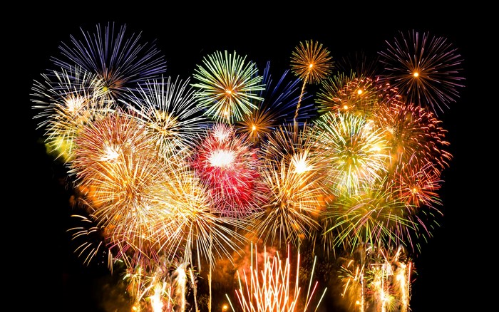 Vibrant Fireworks Lighting Up the Night Sky