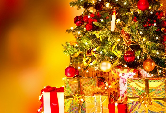 Festive Christmas Tree with Gifts and Decorations