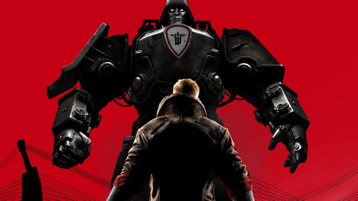 BJ Blazkowicz facing a Nazi robot in Wolfenstein: The New Order
