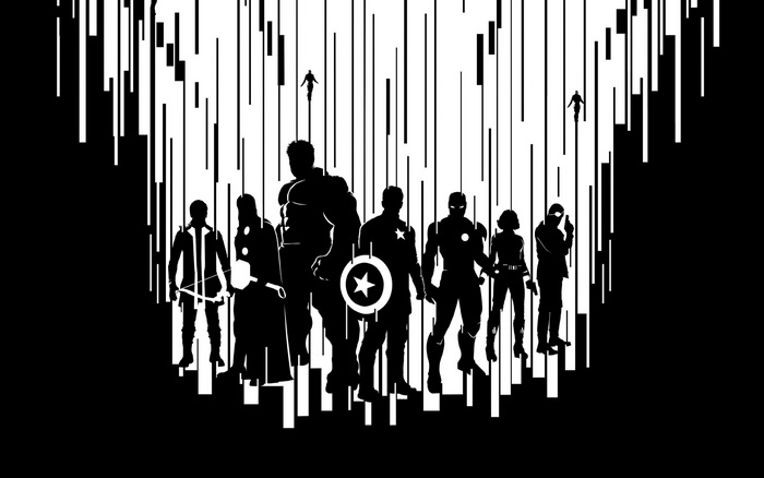 Avengers Silhouette with Abstract Background
