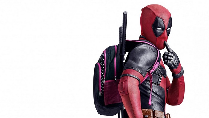 Deadpool with a backpack and swords