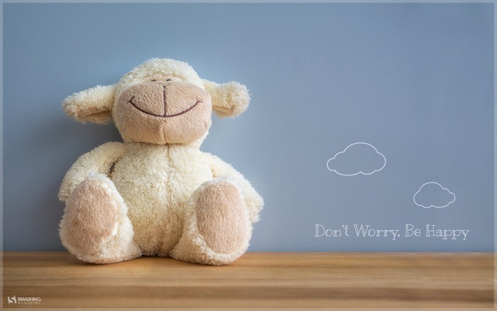 Teddy bear with clouds and text