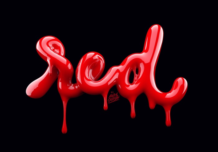 Glossy Red Dripping Typography Art