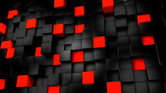 3D Cubes Black and Red Abstract Pattern