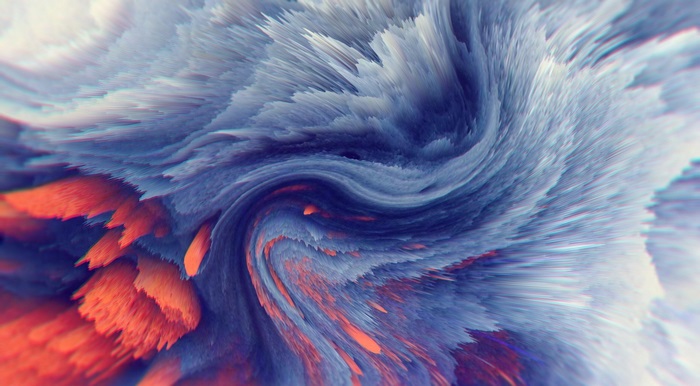 Abstract swirling blue and orange waves