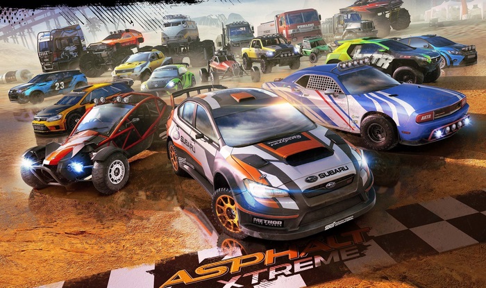 Asphalt Xtreme racing cars on dirt track