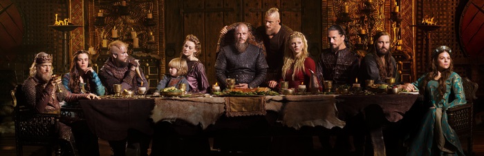 Vikings characters at a feast table