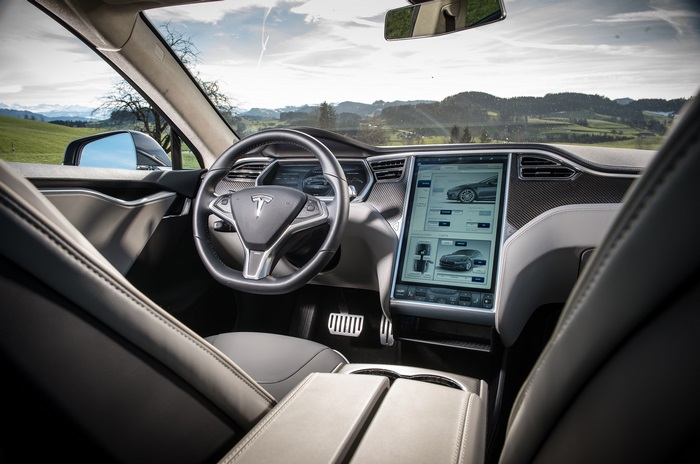 Tesla Model X interior with scenic view