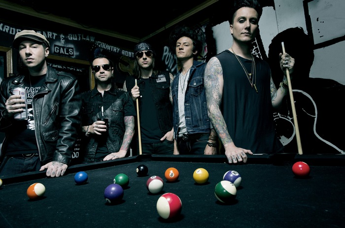 Avenged Sevenfold band members by pool table 4K