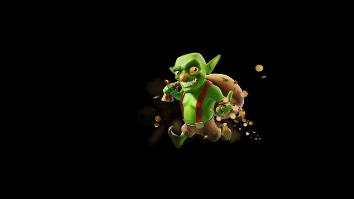 Goblin from Clash of Clans with coins 4K