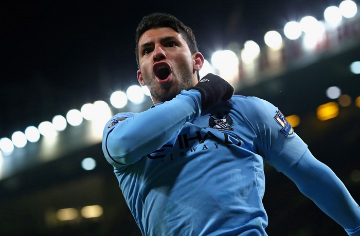 Sergio Aguero celebrating goal 4K