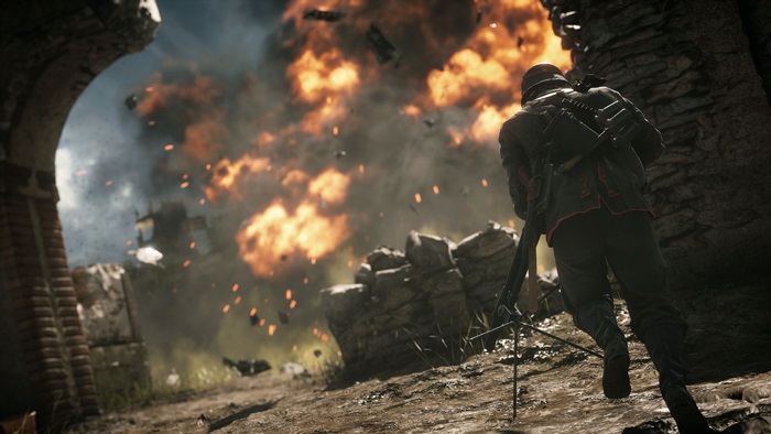 Soldier running from explosion in Battlefield 1 4K