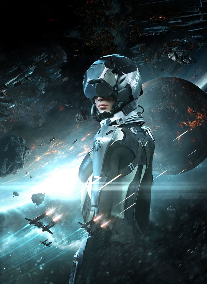 Eve Valkyrie pilot in space
