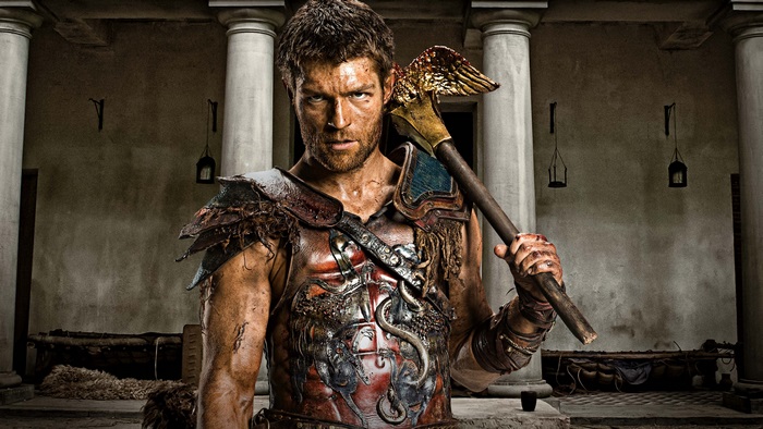 Spartacus holding an axe
