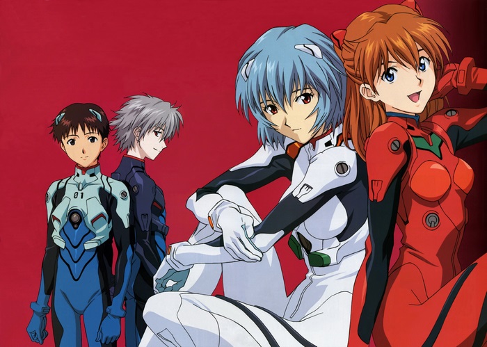 Neon Genesis Evangelion characters in plugsuits