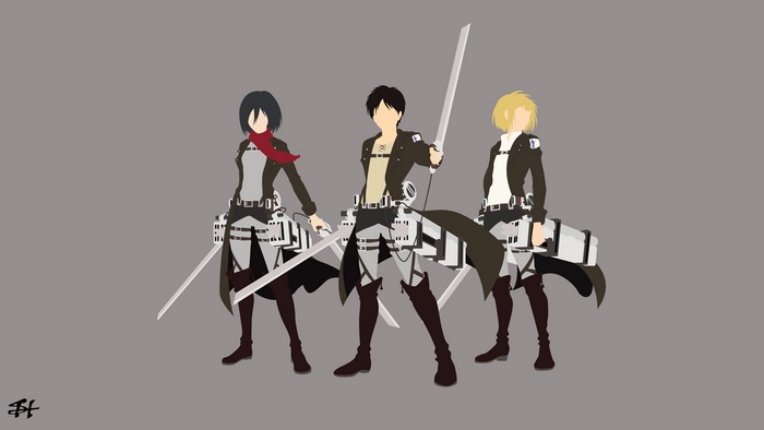Attack on Titan characters in minimalist style