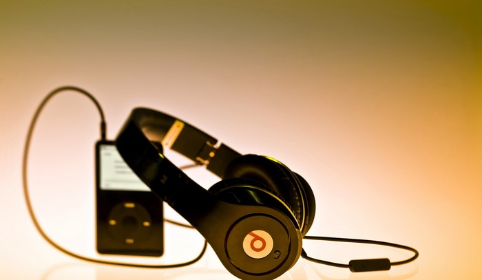 Black Beats Headphones connected to an iPod