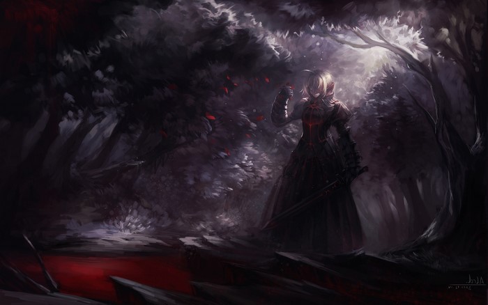 Saber Alter from Fate Series as Dark Warrior