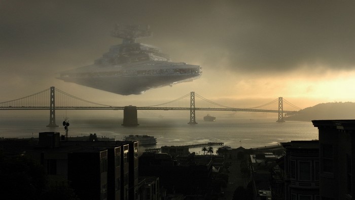 Star Wars Star Destroyer over San Francisco Bay Bridge