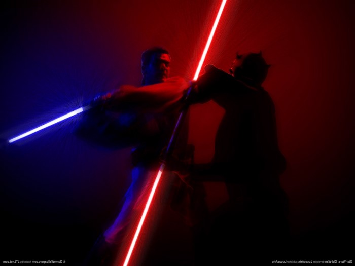 Obi-Wan Kenobi and Darth Maul from Star Wars duel