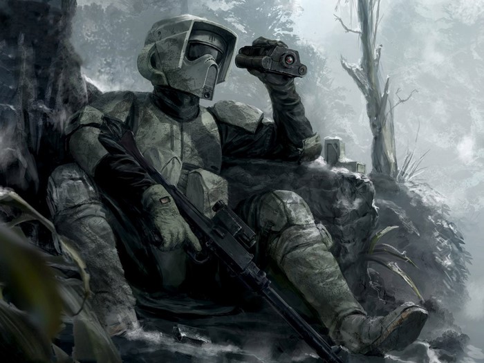 Star Wars scout trooper with binoculars and rifle