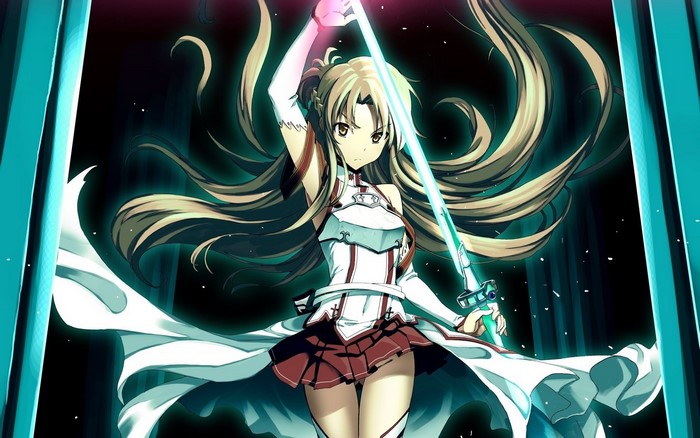 Asuna from Sword Art Online with a sword