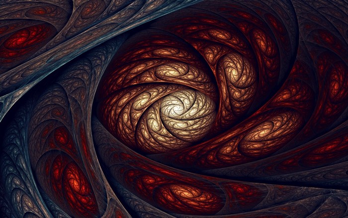 Abstract fractal with red and black swirls