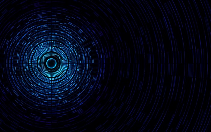 Abstract digital blue concentric circles
